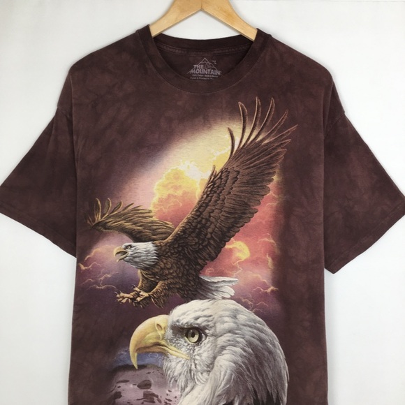 The Mountain Men’s Tee 3D Eagle Graphic Purple Tie Dye Acid Wash T-Shirt Size L - Picture 2 of 10